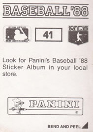 1988 Panini Stickers #41 Mark McLemore Back