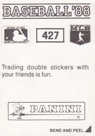1988 Panini Stickers #427 Jeffrey Leonard Back