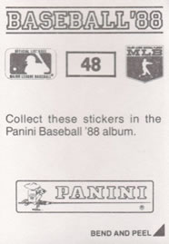 1988 Panini Stickers #48 Gary Pettis Back