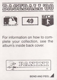 1988 Panini Stickers #49 Devon White Back