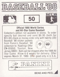 1988 Panini Stickers #50 White Sox Logo Back
