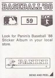 1988 Panini Stickers #59 White Sox W-L Breakdown Back