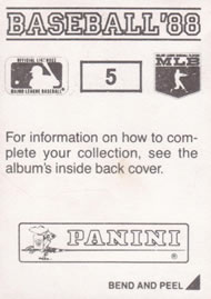 1988 Panini Stickers #5 Mike Boddicker Back