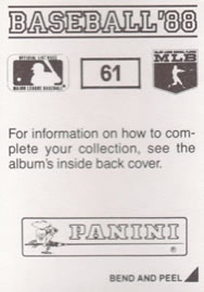 1988 Panini Stickers #61 Ozzie Guillen Back