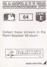 1988 Panini Stickers #64 Gary Redus Back