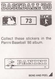 1988 Panini Stickers #73 Tommy Hinzo Back