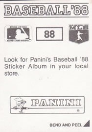 1988 Panini Stickers #88 Matt Nokes Back