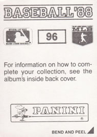 1988 Panini Stickers #96 Chet Lemon Back