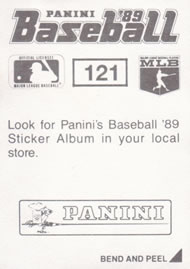 1989 Panini Stickers #121 Tom Foley Back