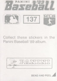 1989 Panini Stickers #137 Keith Hernandez Back