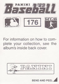 1989 Panini Stickers #176 John Costello Back