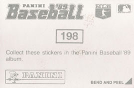 1989 Panini Stickers #198 Padres Script Back