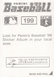1989 Panini Stickers #199 Benito Santiago Back