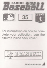 1989 Panini Stickers #35 Rick Mahler Back
