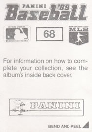 1989 Panini Stickers #68 Jose Rijo Back