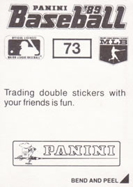 1989 Panini Stickers #73 Jeff Treadway Back