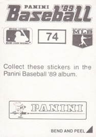 1989 Panini Stickers #74 Barry Larkin Back