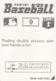 1989 Panini Stickers #9 Orel Hershiser Back