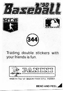 1990 Panini Stickers #344 Tom Brunansky Back