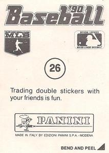 1990 Panini Stickers #26 Nick Esasky Back