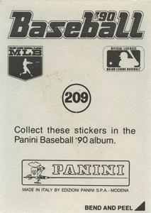 1990 Panini Stickers #209 Eric Davis Back
