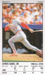 1991 Panini Stickers #127 Chris Sabo Front