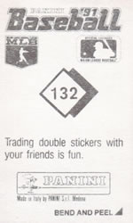 1991 Panini Stickers #132 Dave Winfield Back