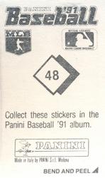 1991 Panini Stickers #48 Mark Grace Back