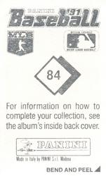 1991 Panini Stickers #84 Frank Viola Back