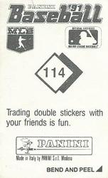 1991 Panini Stickers #114 Barry Bonds Back