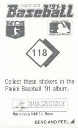 1991 Panini Stickers #118 Andy Van Slyke Back
