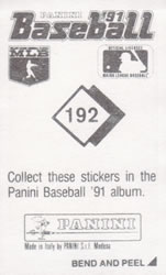 1991 Panini Stickers #192 Cal Ripken, Jr. Back