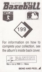 1991 Panini Stickers #199 Dave Johnson Back