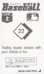 1991 Panini Stickers #22 Lonnie Smith Back