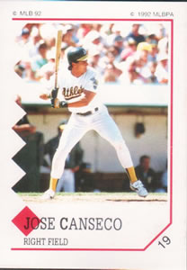 1992 Panini Stickers #19 Jose Canseco Front