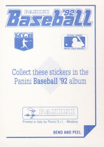 1992 Panini Stickers #281 Will Clark Back