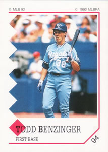 1992 Panini Stickers #94 Todd Benzinger Front