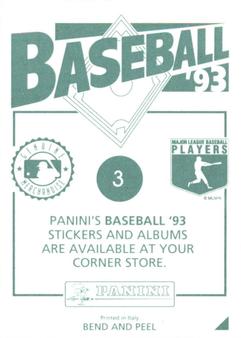 1993 Panini Stickers #3 Ron Tingley Back