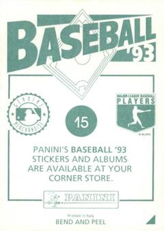 1993 Panini Stickers #15 Mark McGwire Back