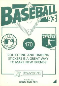 1993 Panini Stickers #170 Jeff Bagwell Back