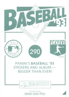 1993 Panini Stickers #290 Joe Oliver Back