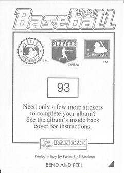 1994 Panini Stickers #93 Shane Mack Back
