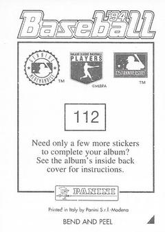 1994 Panini Stickers #112 Ruben Sierra Back