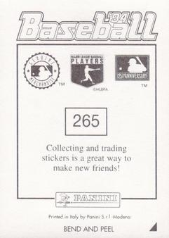1994 Panini Stickers #265 Willie McGee Back