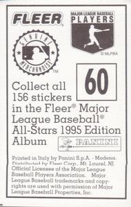1995 Fleer Panini Stickers #60 Dean Palmer Back