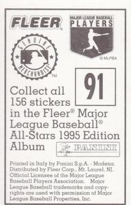 1995 Fleer Panini Stickers #91 Danny Tartabull Back