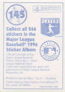 1996 Panini Stickers #145 Felipe Lira Back