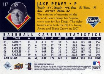2008 Upper Deck Timeline #137 Jake Peavy Back