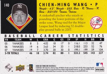 2008 Upper Deck Timeline #140 Chien-Ming Wang Back