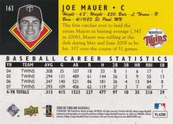 2008 Upper Deck Timeline #163 Joe Mauer Back